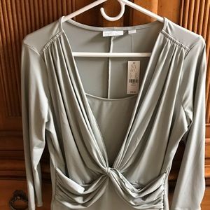 New York & Co gray twisted knot blouse. New w/tags